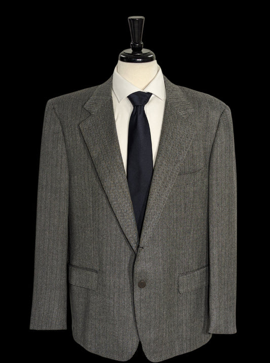 Sartoria Partenopea Men's Gray and Black Herringbone 100% Wool Sport Coat 46R