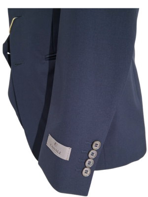 Canali Solid Navy 3-piece 100% Wool Suit 38R