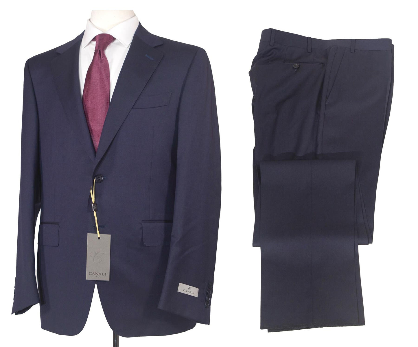 Canali Mens Navy Blue Classic Fit 46R Drop 7 100% Wool 2 Piece Suit