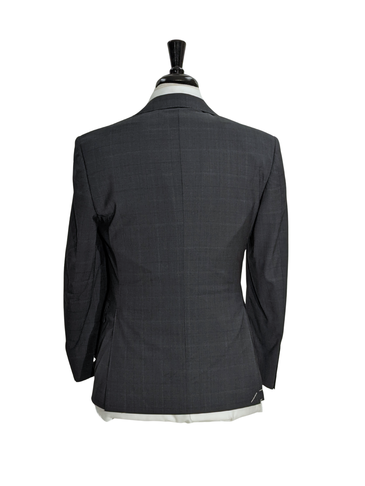 Canali Men's Charcoal Windowpane 100% Wool Suit 34S