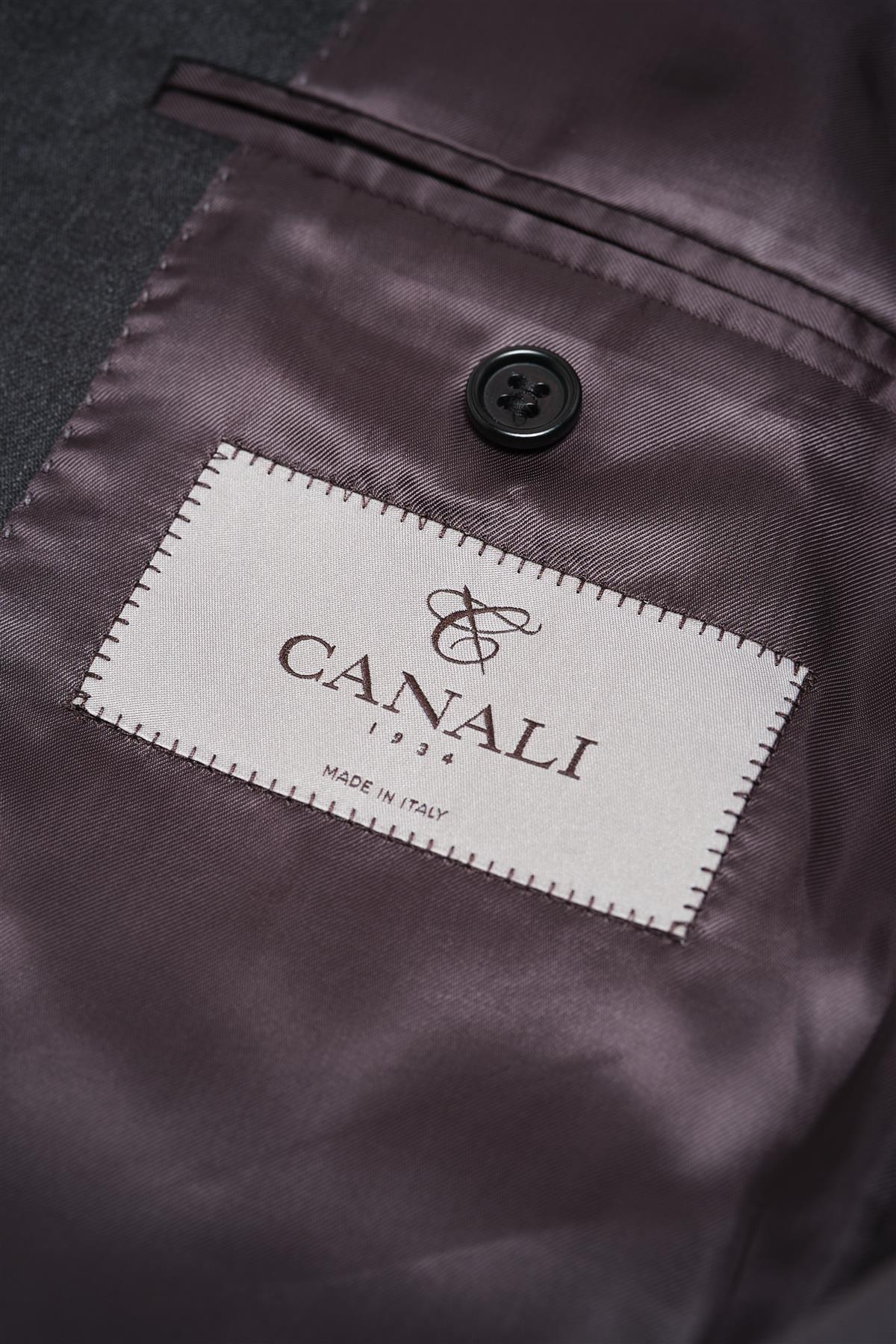 Canali Mens Solid Charcoal Grey 44L Drop 7 Modern Fit 100% Wool 2 Piece Suit
