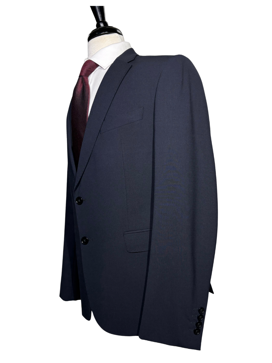 Armani Collezioni Solid Dark Blue M-Line Notch Lapel Modern Fit 2 Button Wool Suit - 44R