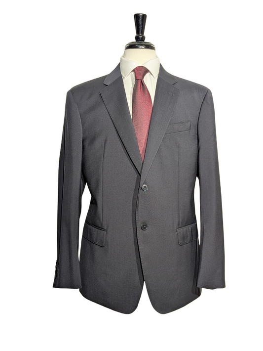 Emporio Armani G-Line Solid Black 100% Wool Notch Lapel Slim Fit 2 Button Suit 44R