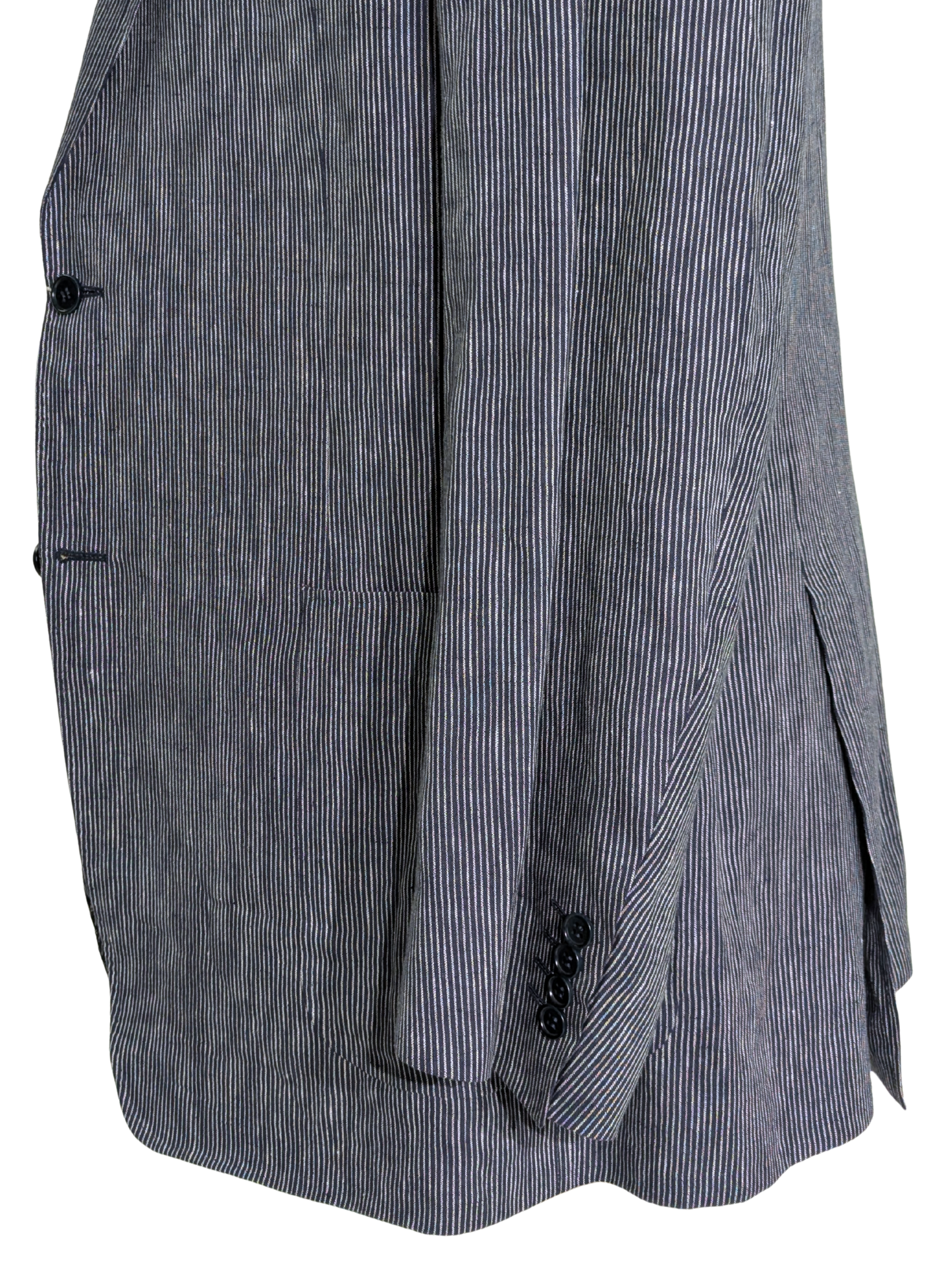 Canali Blue Pinstriped 100% Linen Suit 48L