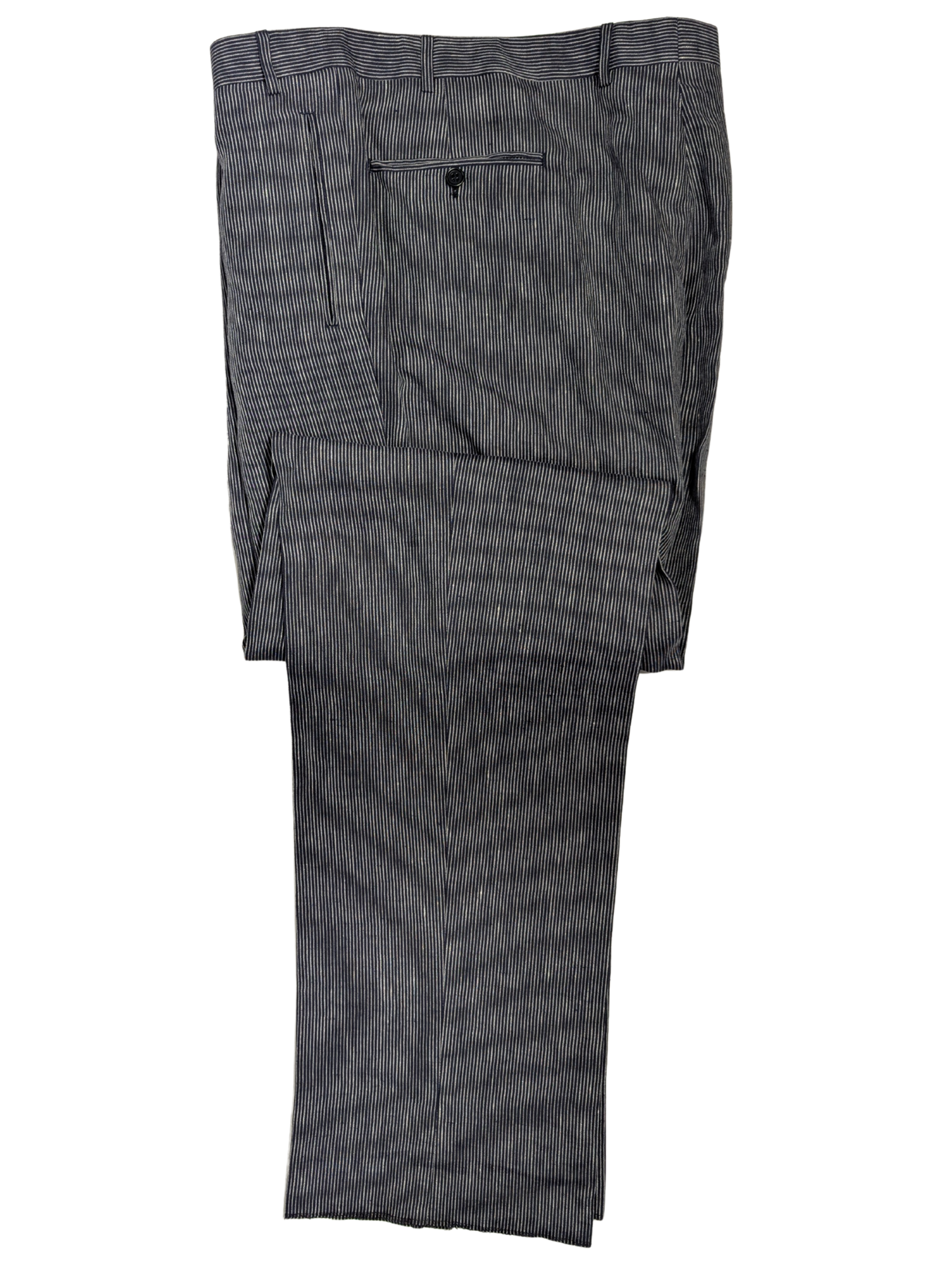 Canali Blue Pinstriped 100% Linen Suit 48L