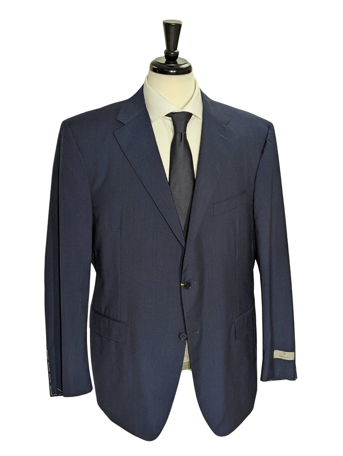 Canali Blue Pinstriped 100% Wool Suit 48R