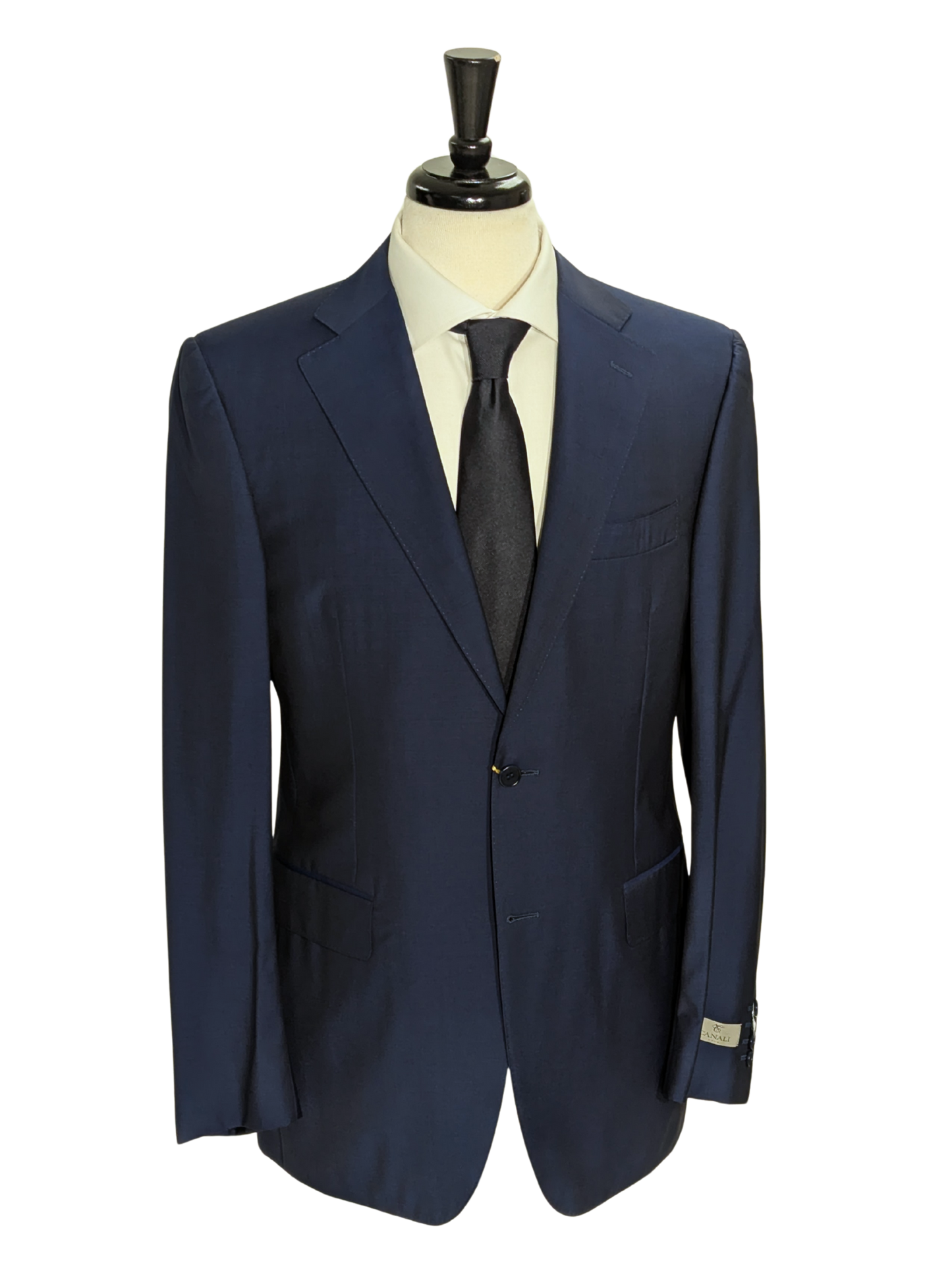 Canali Blue Sharkskin 100% Wool Suit 40L