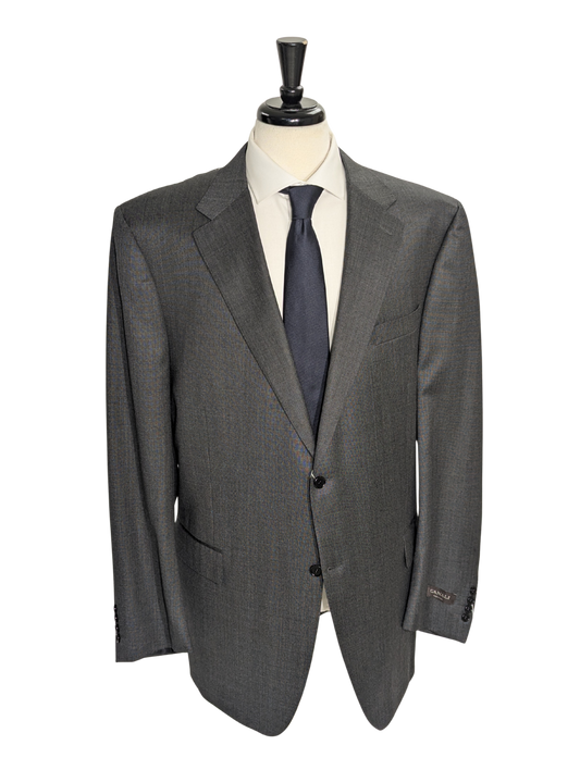 Canali Gray Nailhead 100% Wool Suit 52L