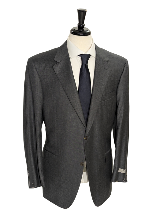 Canali Solid Gray 100% Wool Suit 48R