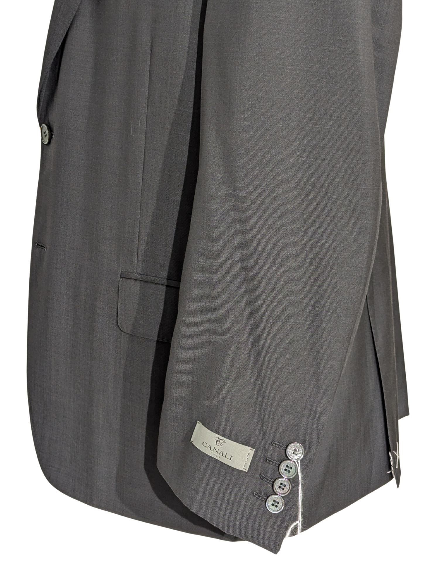 Canali Solid Gray 3-Piece 100% Wool Suit 44S