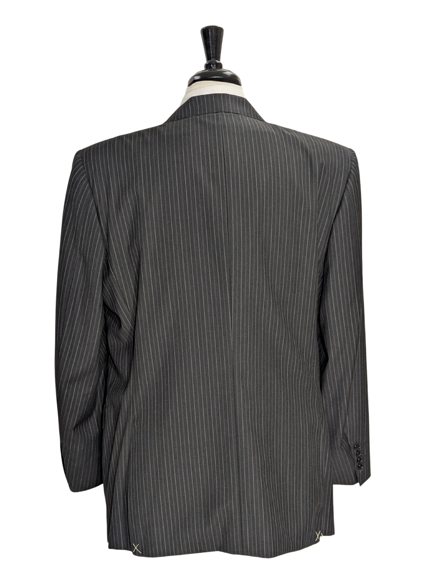Canali Charcoal Pinstripe 3-Button 100% Wool Suit 46R