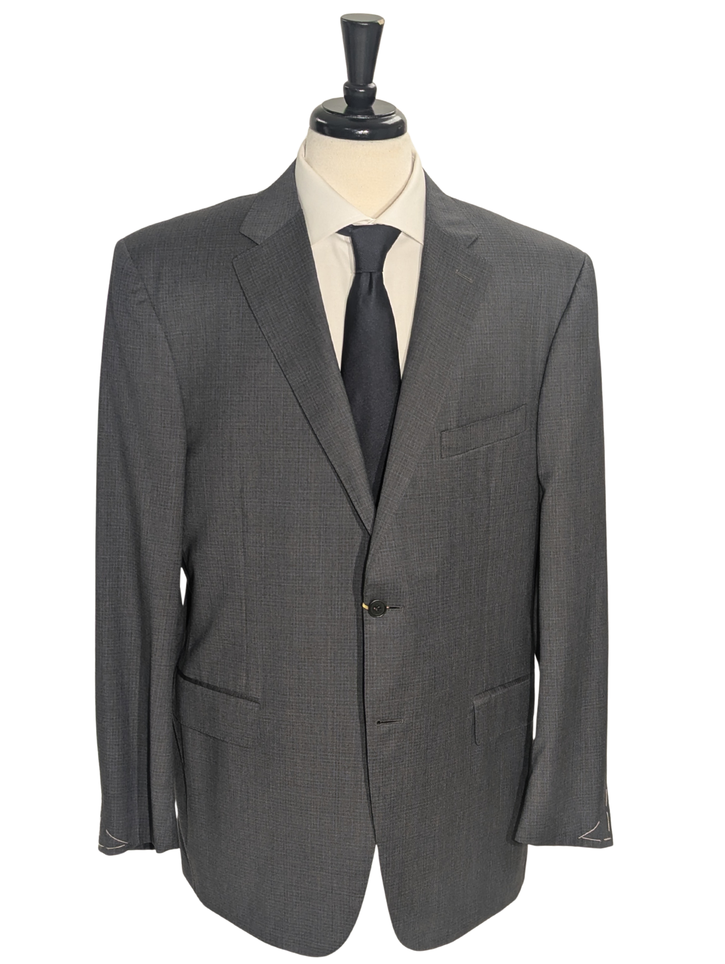 Canali Gray Micro Check 100% Wool Suit 44R