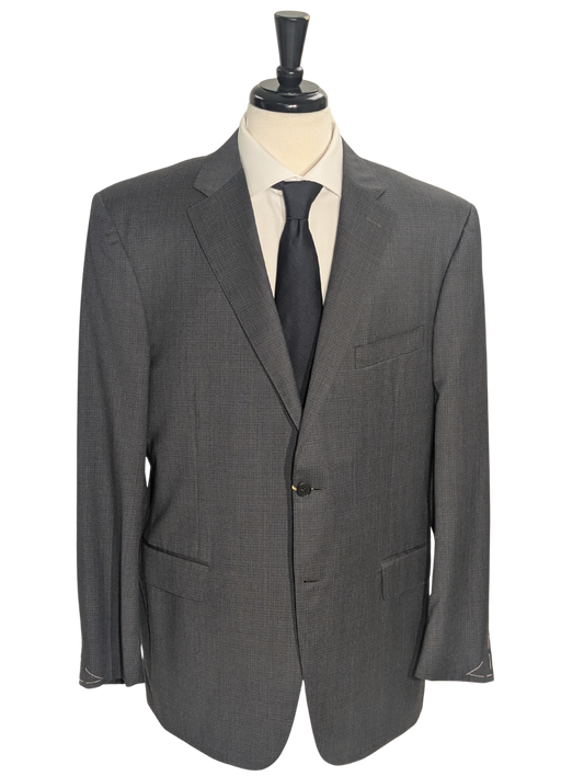 Canali Gray Micro Check 100% Wool Suit 44R