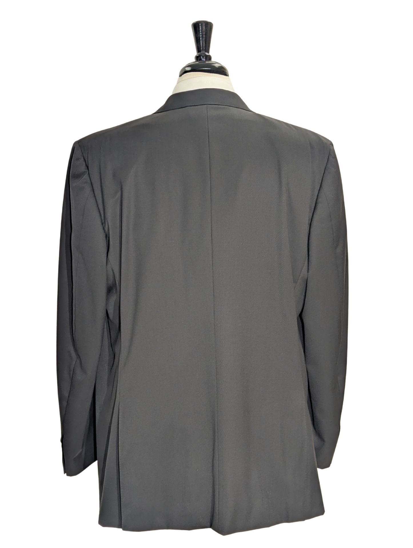 Canali Black Tonal Micro Check 100% Wool Suit 48L
