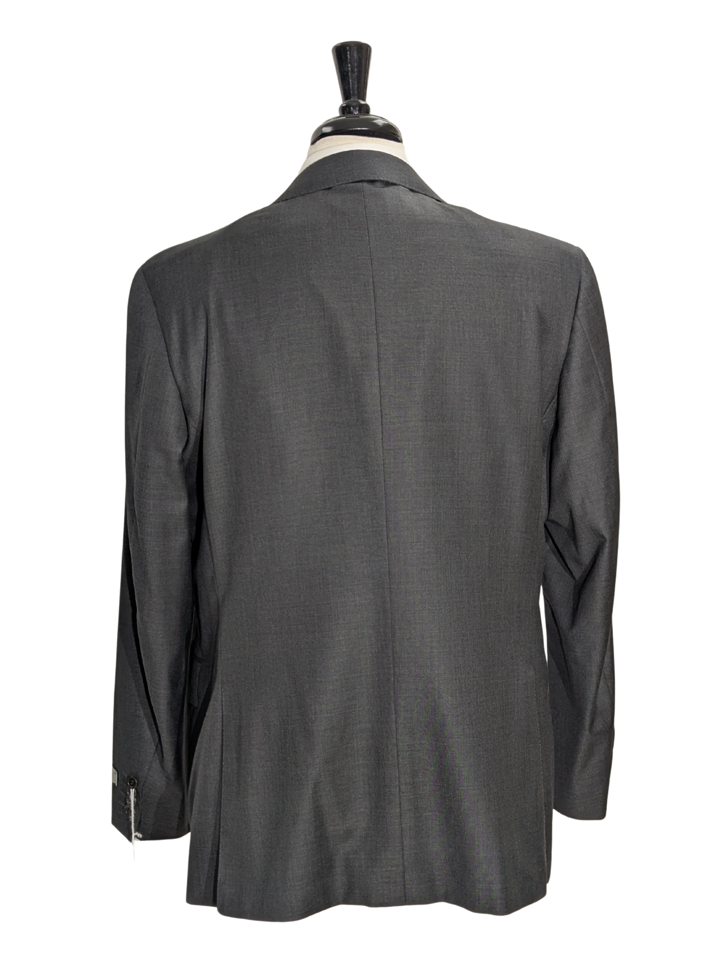 Canali Charcoal Grey Solid Notch Lapel 100% Wool 2 Button Suit 44R