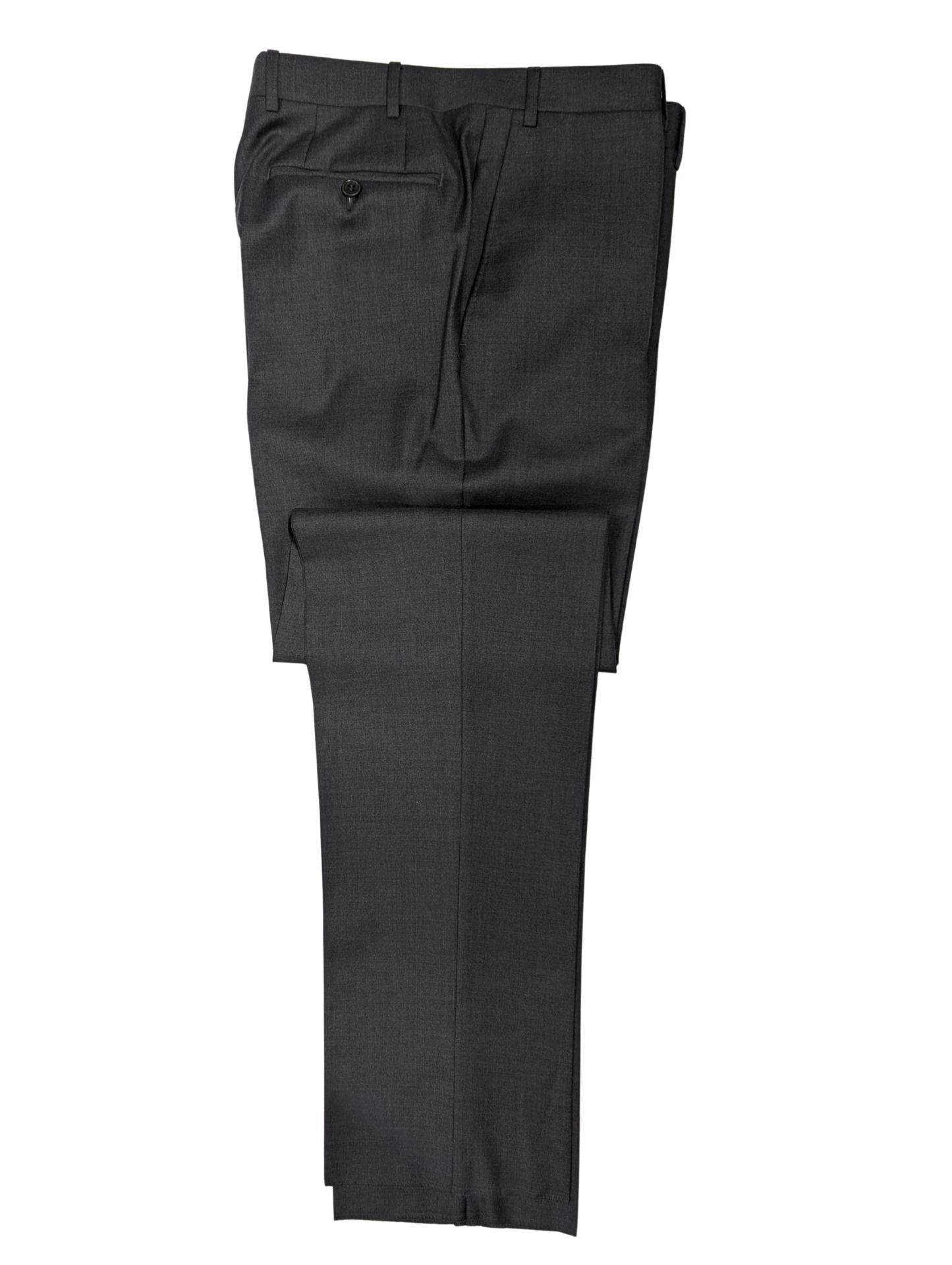 Canali Charcoal Grey Solid Notch Lapel 100% Wool 2 Button Suit 44R
