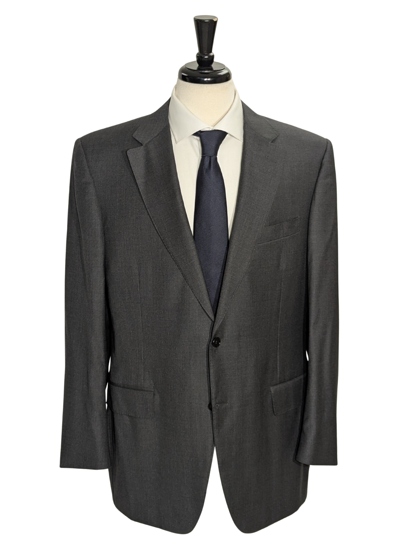 Canali Solid Charcoal 100% Wool Suit 44R