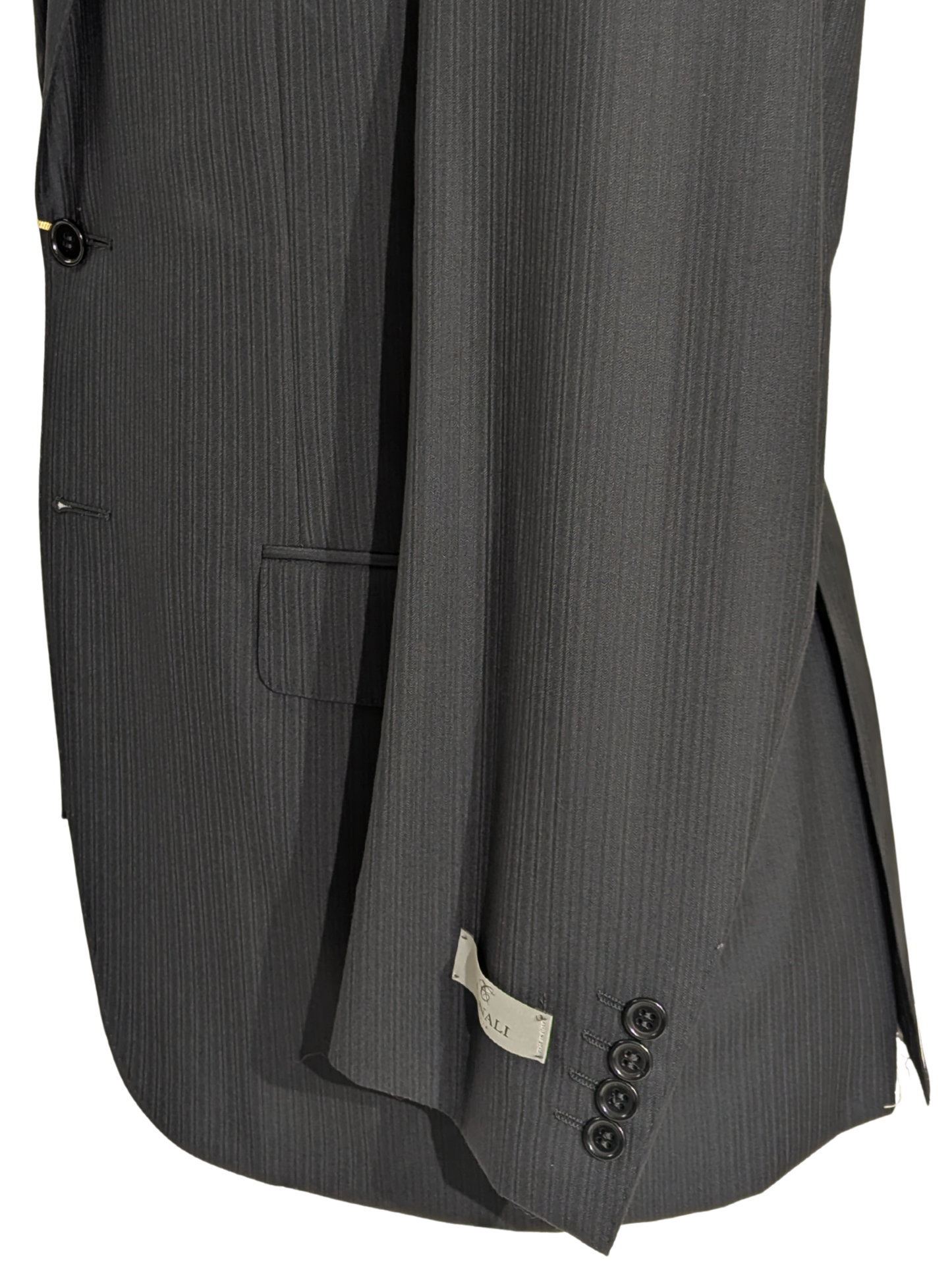 Canali Black Tonal Striped 100% Wool Suit 38R