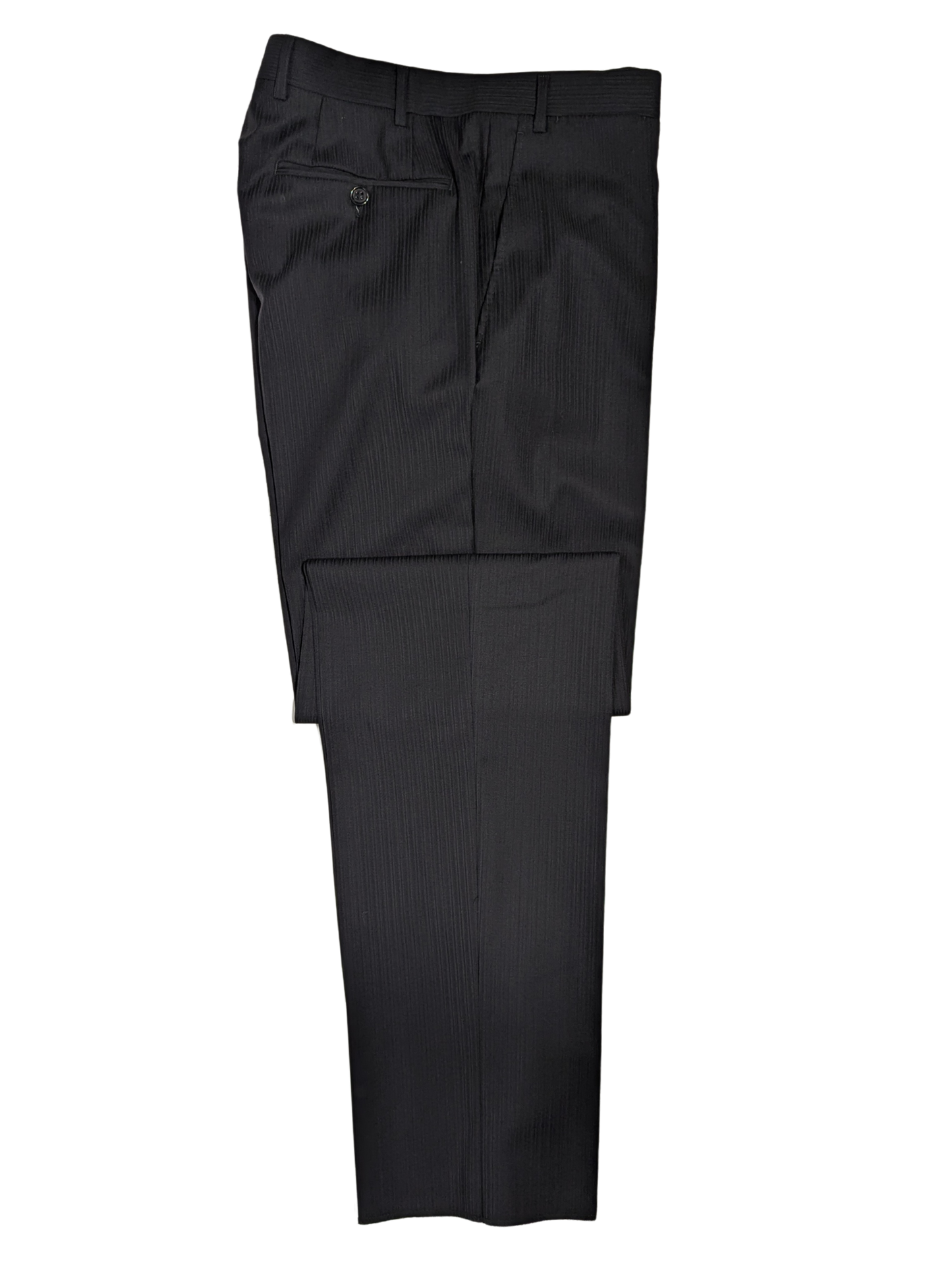 Canali Black Tonal Striped 100% Wool Suit 38R