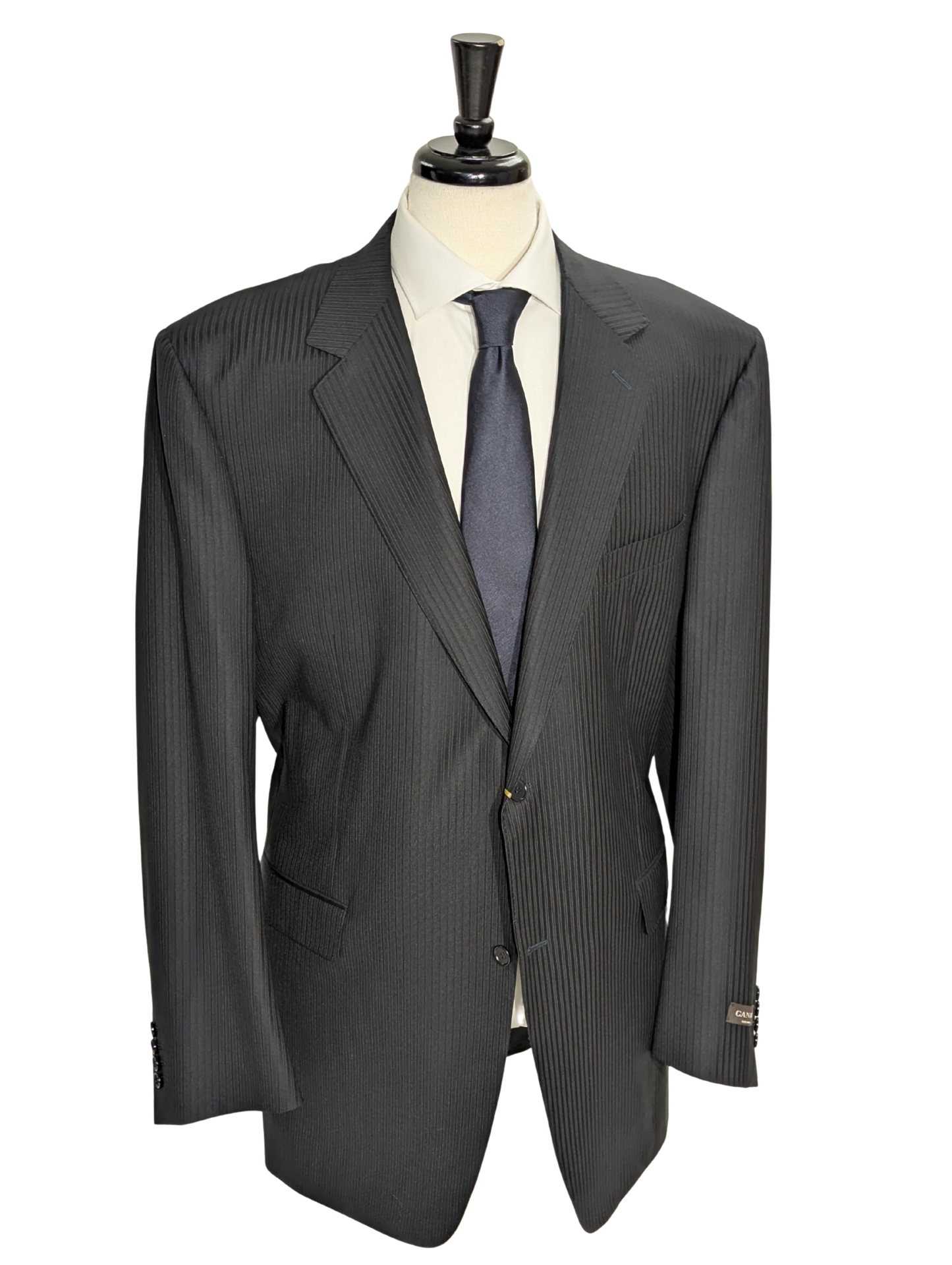 Canali Navy Pinstriped Wool-Silk Suit 50L
