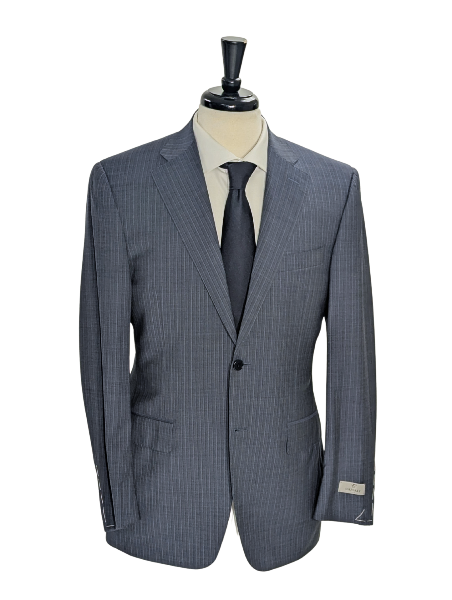Canali Blue Pinstriped 100% Wool Suit 38R