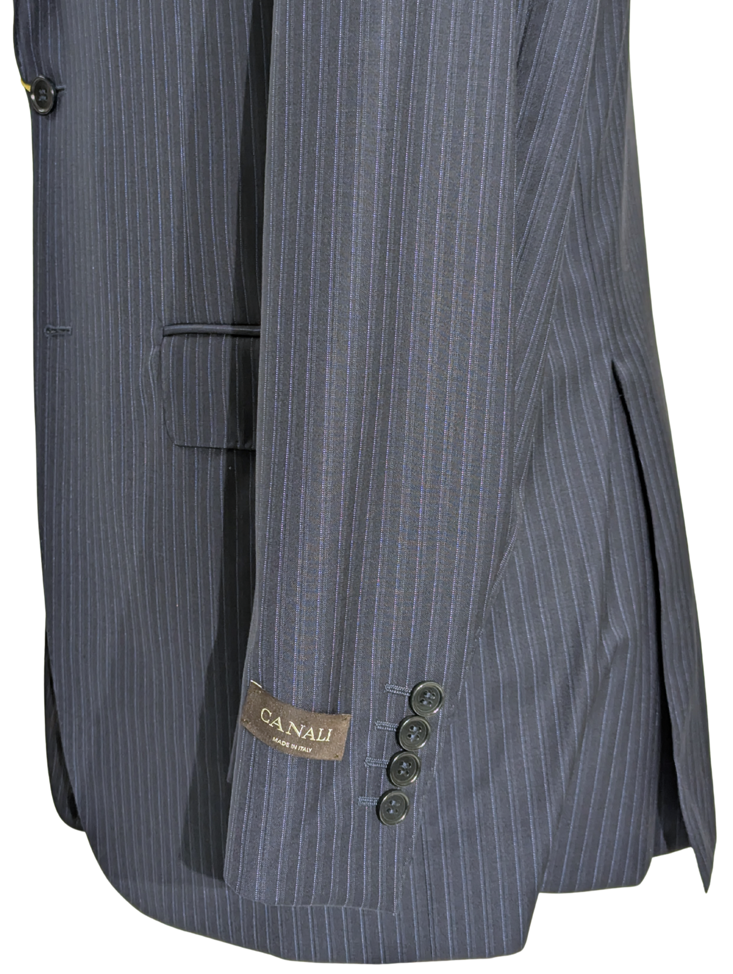 Canali Navy Pinstriped 100% Wool Suit 40L