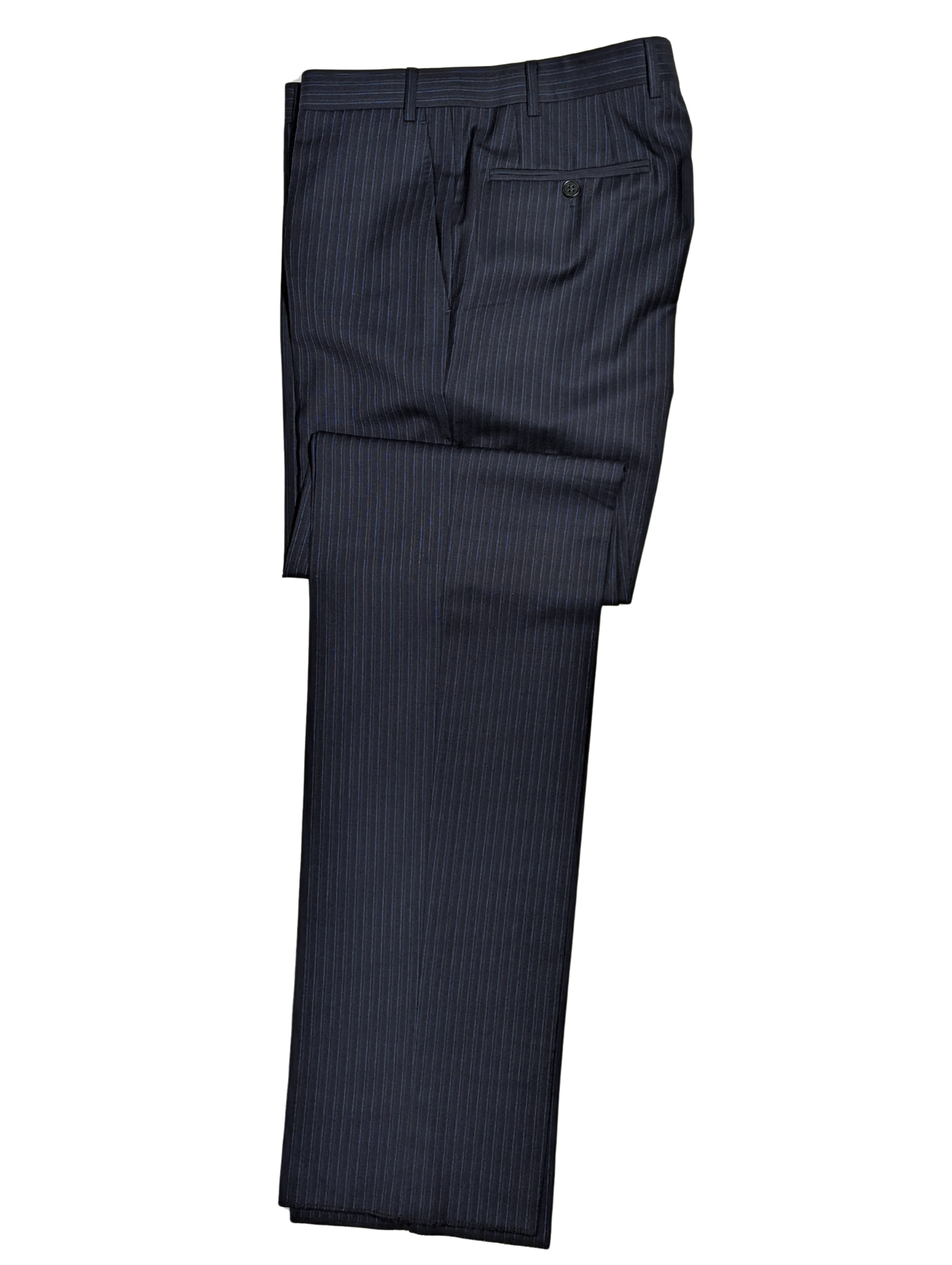 Canali Navy Pinstriped 100% Wool Suit 40L
