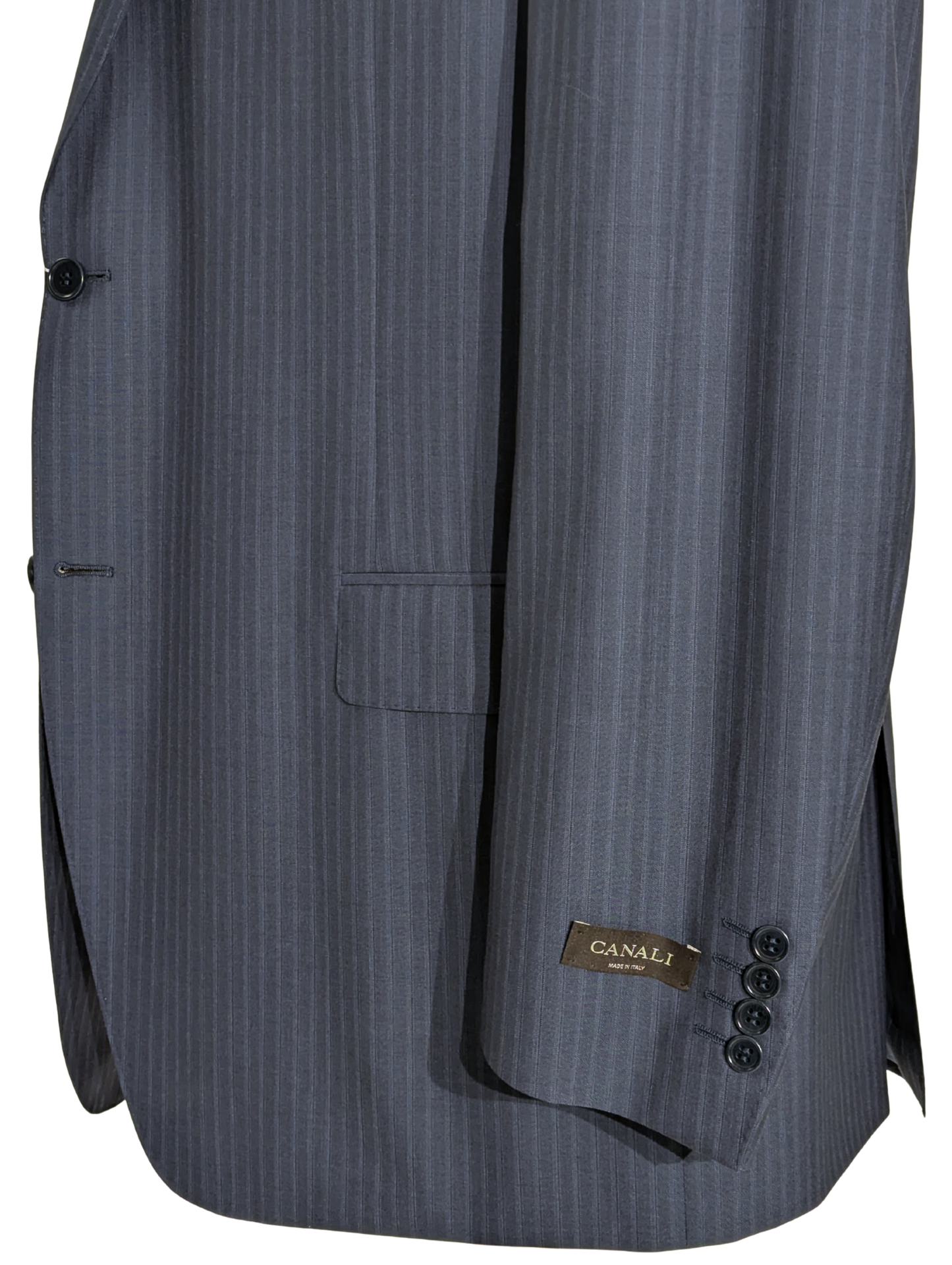 Canali Blue Tonal Pinstriped 100% Wool Suit 48L