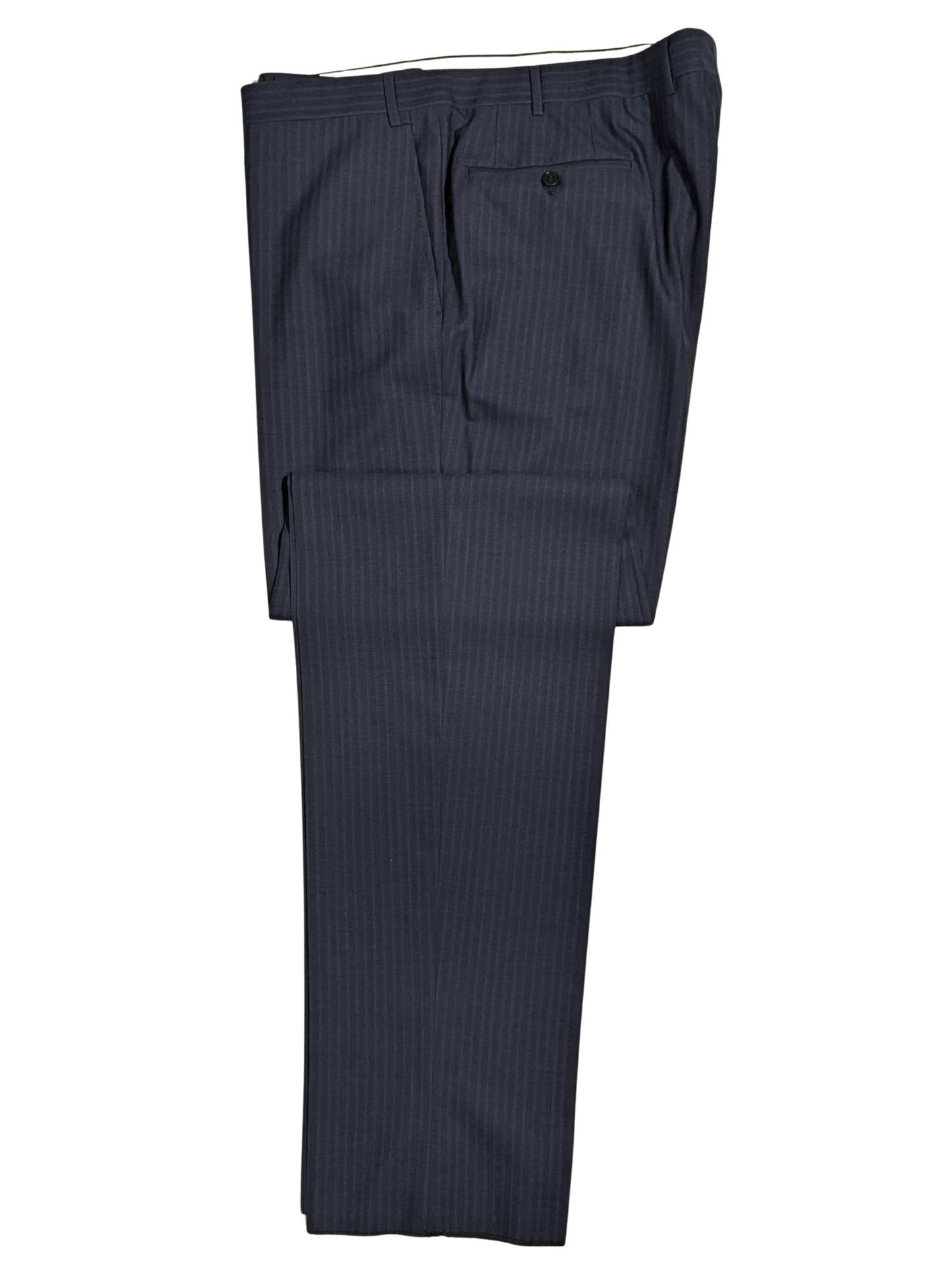 Canali Blue Tonal Pinstriped 100% Wool Suit 48L
