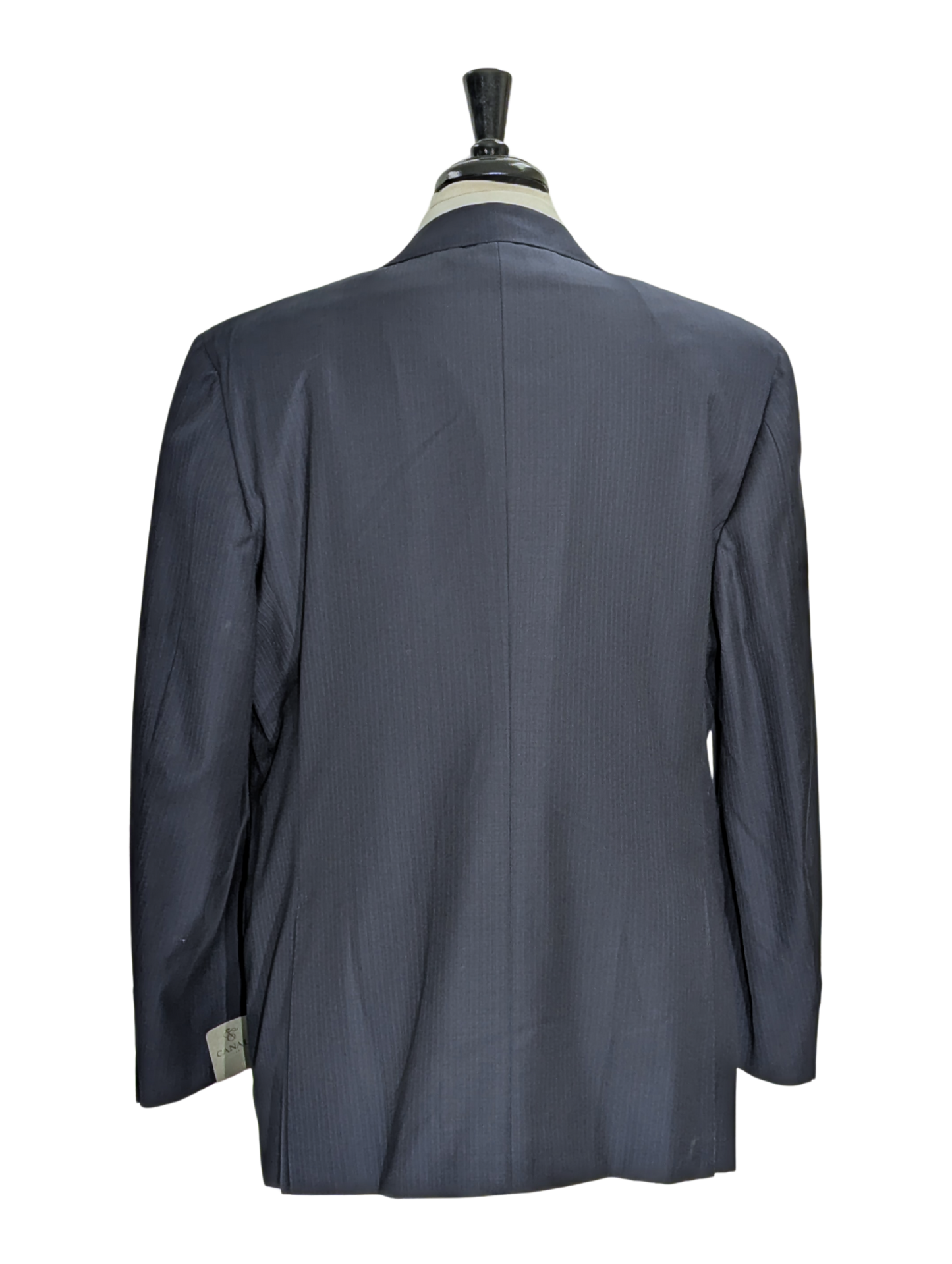 Canali Navy Tonal Pinstriped 100% Wool Suit 46R