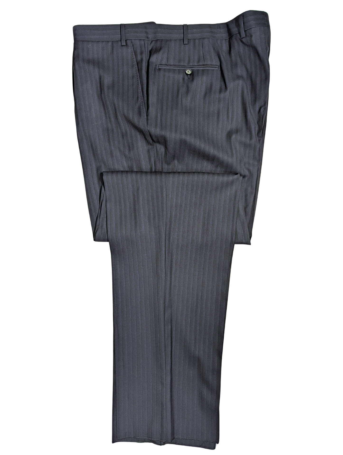 Canali Navy Pinstriped 100% Wool 2 Button Suit 52L