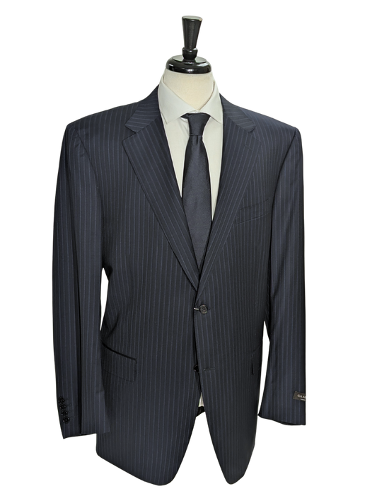 Canali Navy Pinstriped 100% Wool 2 Button Suit 50L