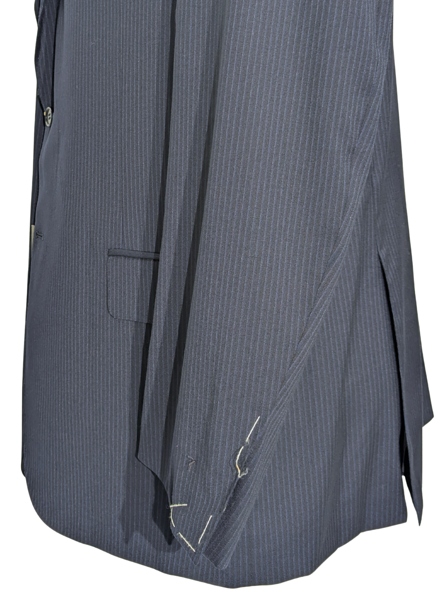 Canali Navy Pinstriped 100% Wool 2 Button Suit 48R