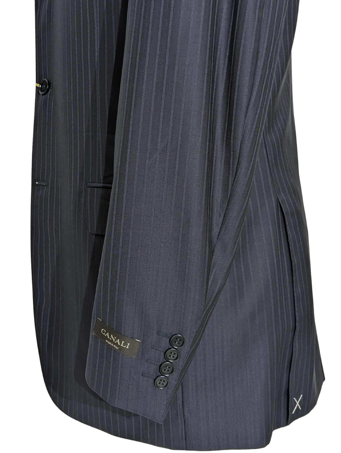 Canali Navy Pinstriped 100% Wool 3-Button Suit 38L