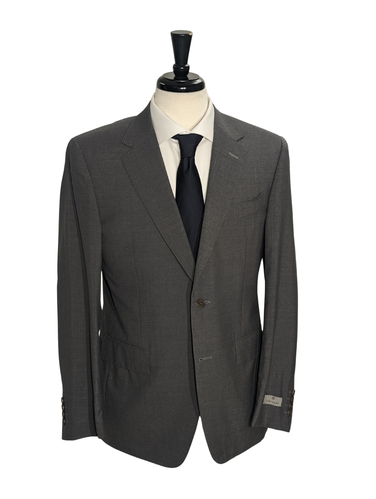 Canali Solid Gray 100% Wool Suit 48R
