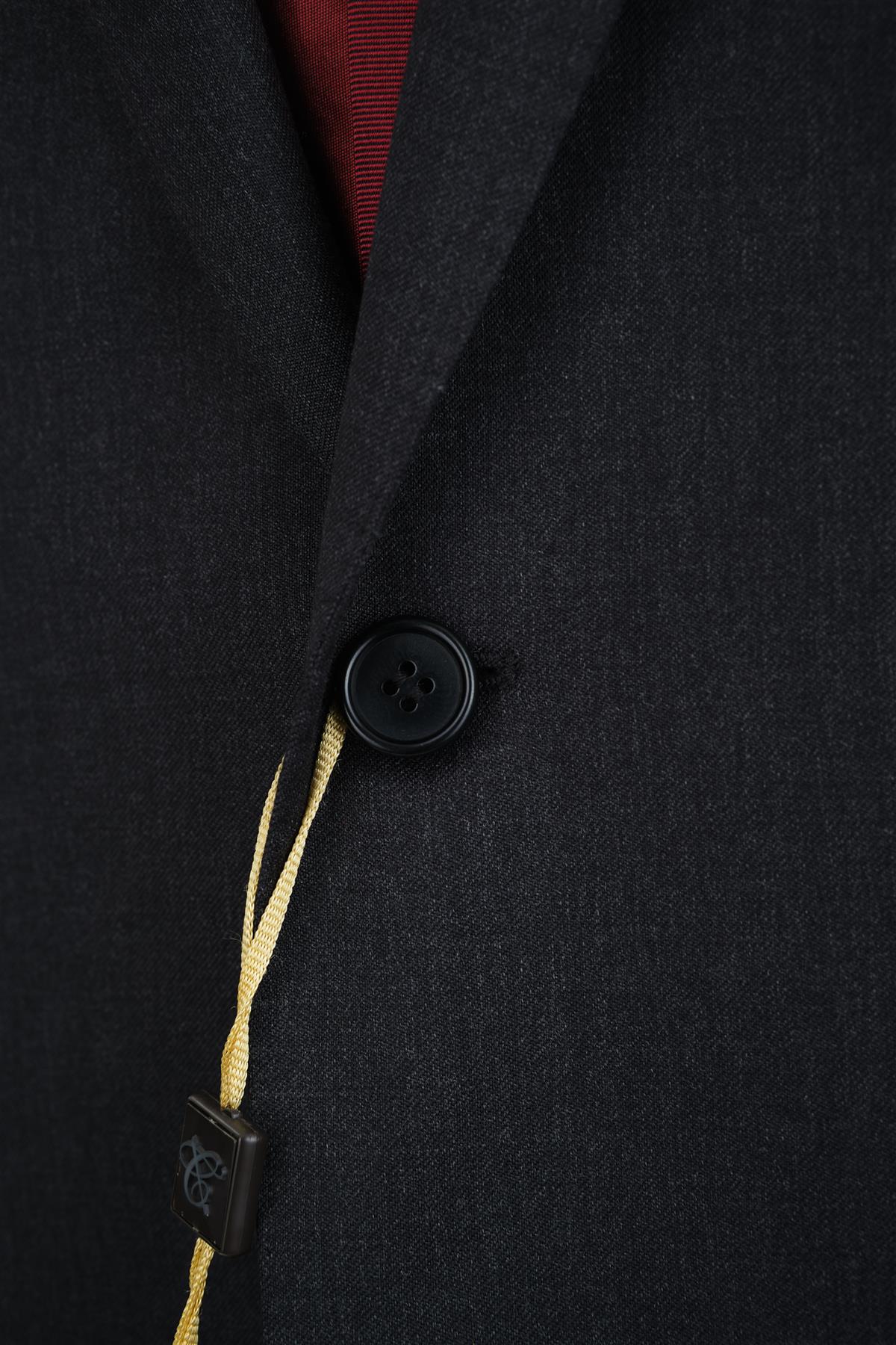 Canali Mens Solid Charcoal Grey 44L Drop 7 Modern Fit 100% Wool 2 Piece Suit