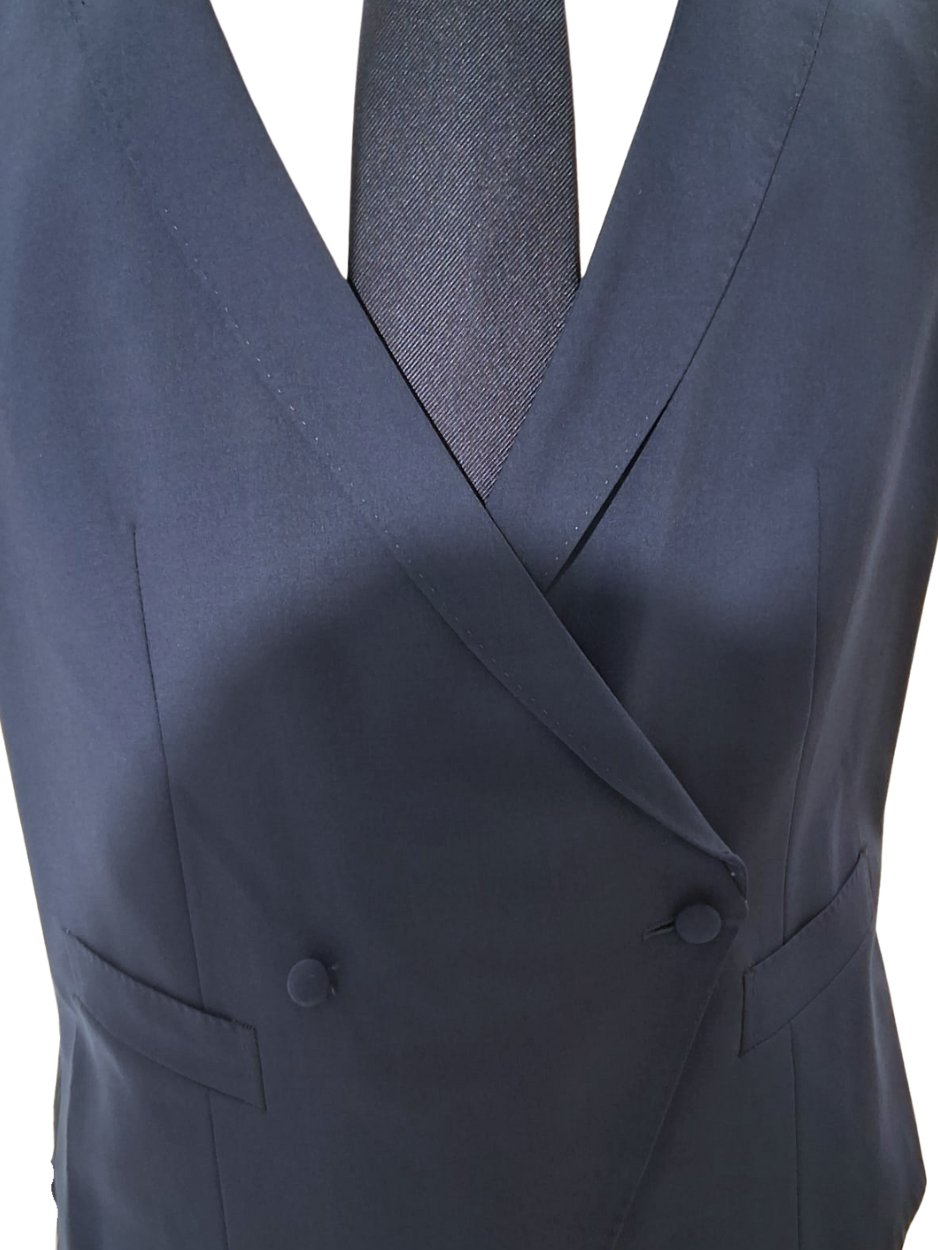 Canali Solid Navy 3-piece 100% Wool Suit 42R