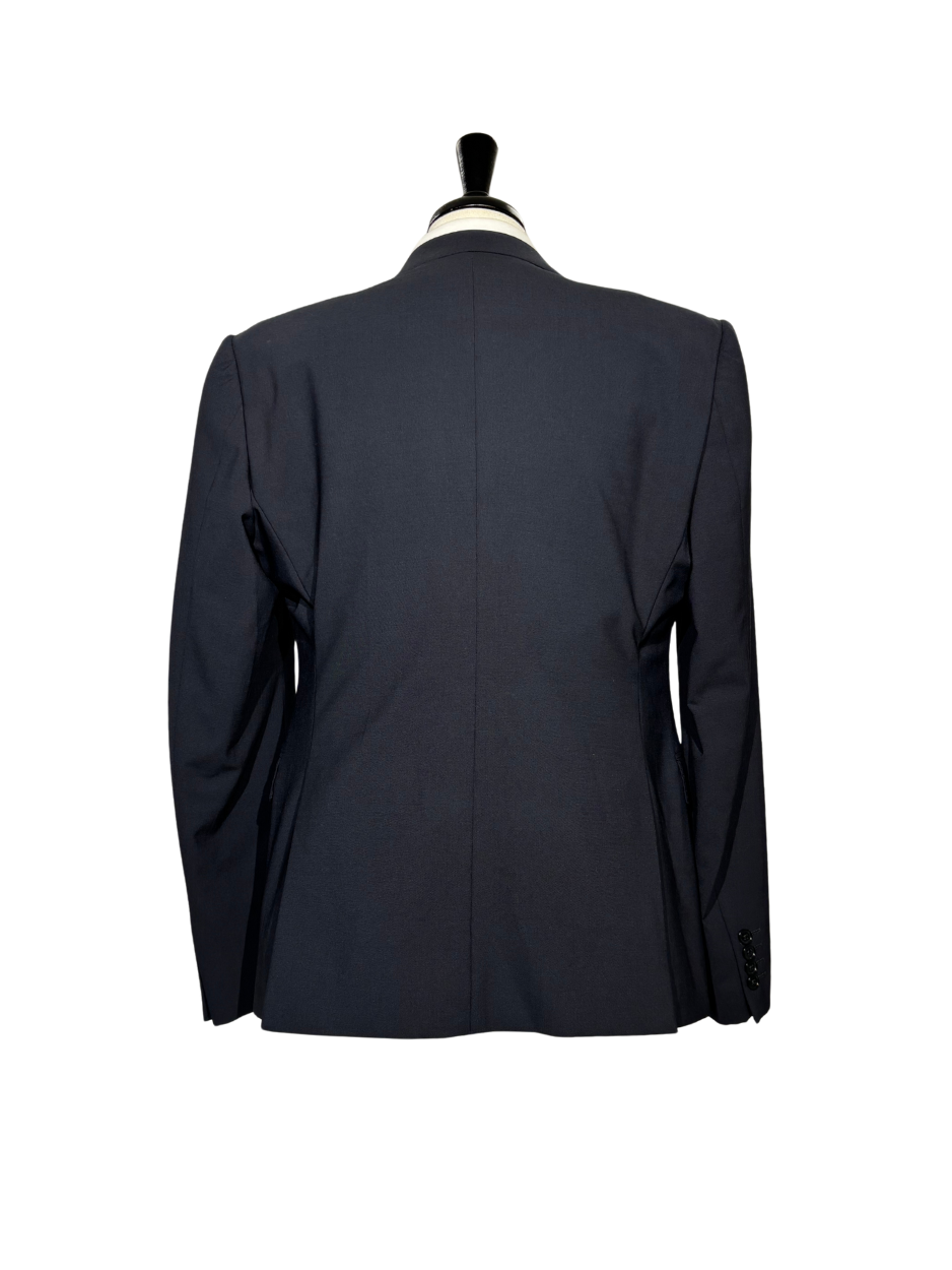 Armani Collezioni Solid Dark Blue M-Line Notch Lapel Modern Fit 2 Button Wool Suit - 44R