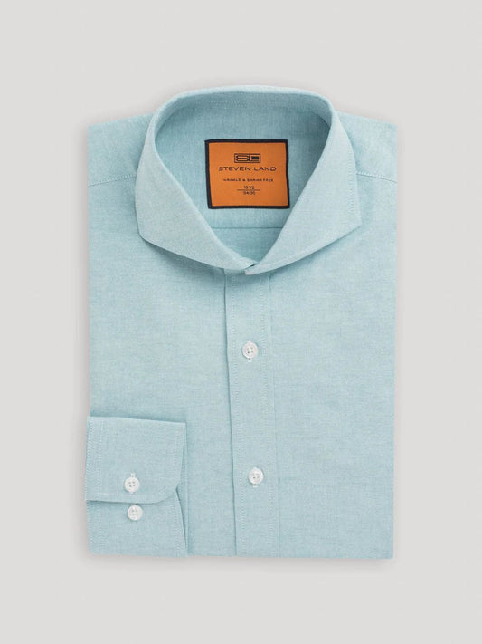 Steven Land Classic Fit Seafoam Green Cotton Blend Cutaway Collar Wrinkle Free Dress Shirt