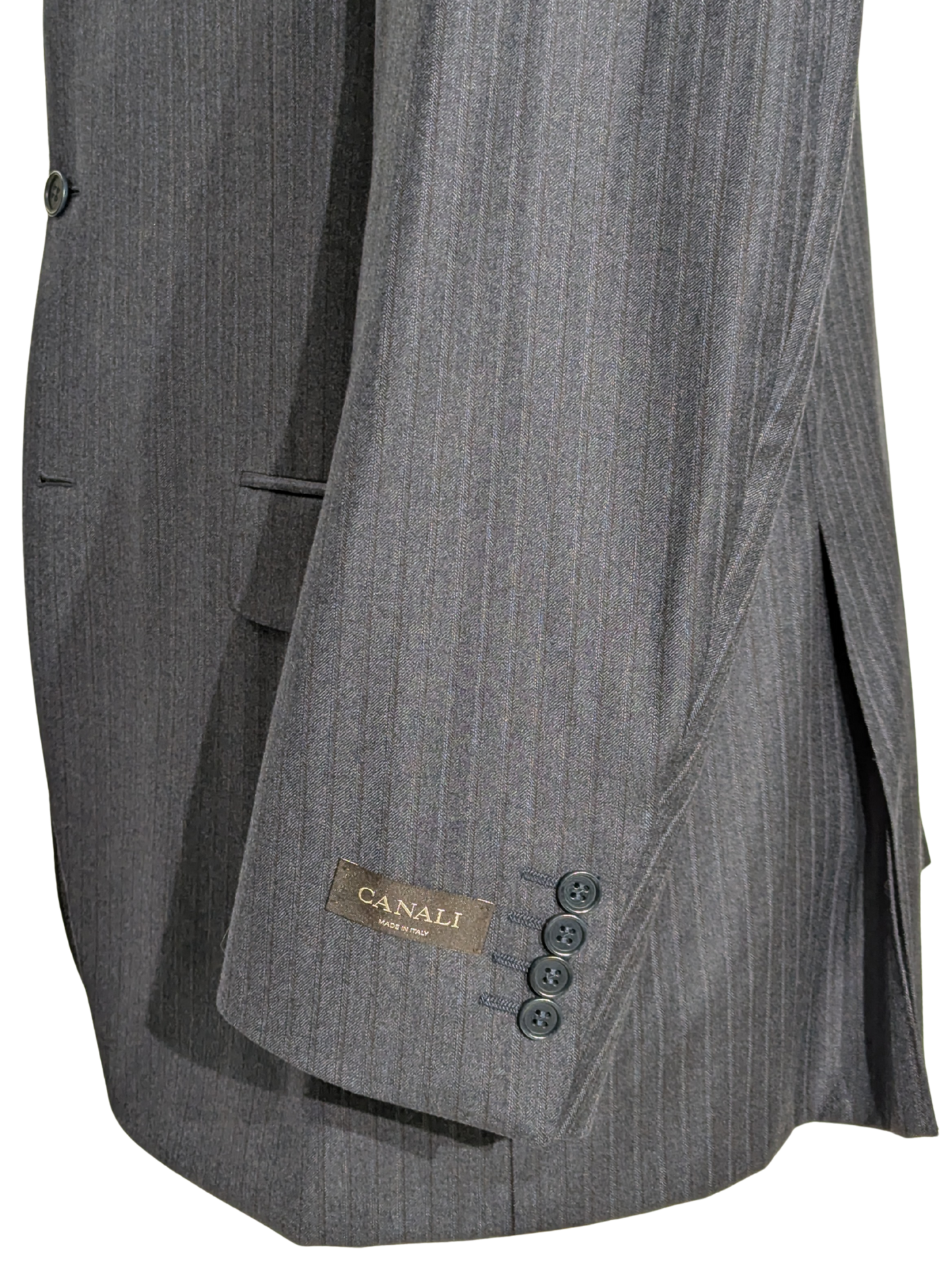 Canali Navy Pinstriped 100% Wool 3-Button Suit 44R