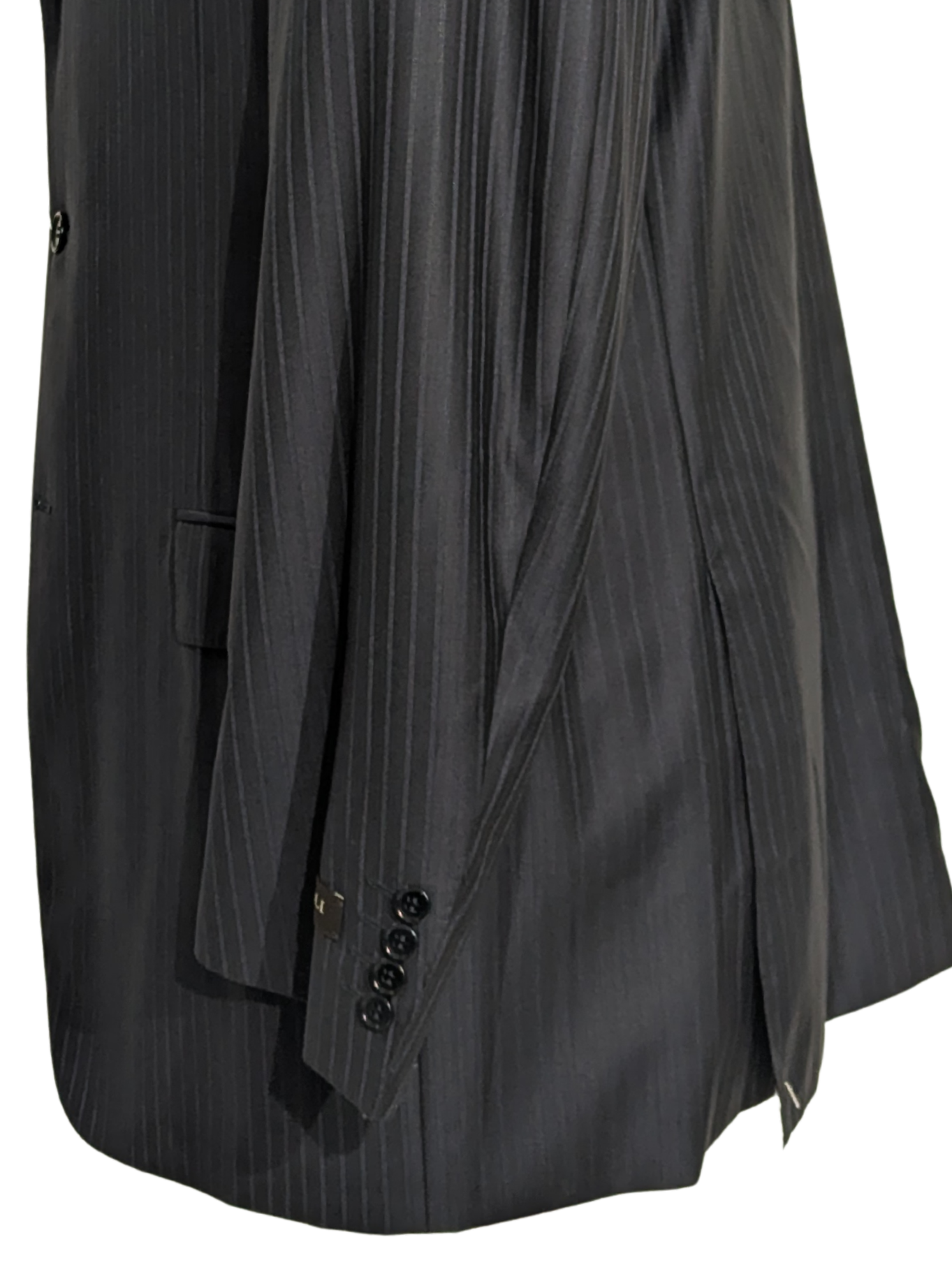 Canali Navy Pinstriped 100% Wool 3-Button Suit 46L