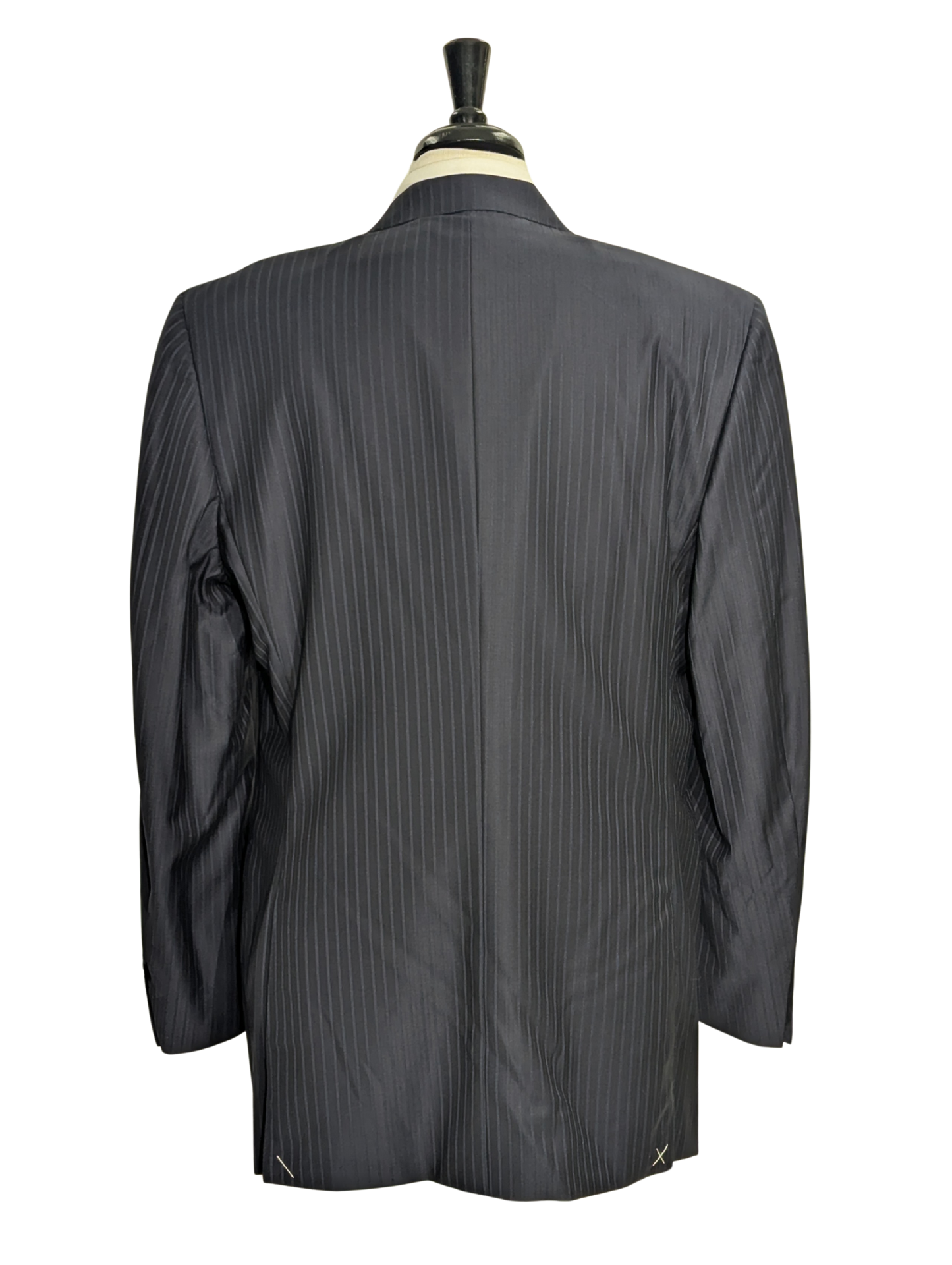 Canali Navy Pinstriped 100% Wool 3-Button Suit 46L