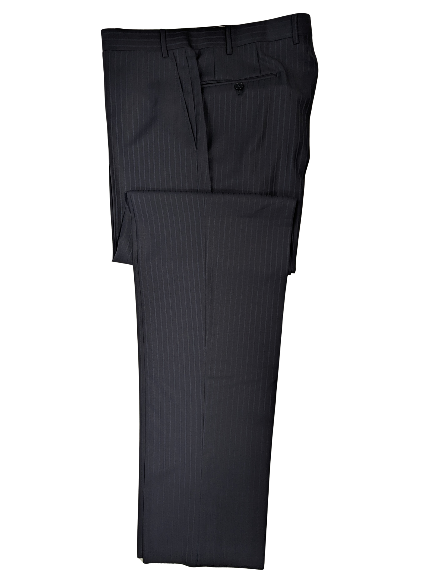 Canali Navy Pinstriped 100% Wool 3-Button Suit 46L