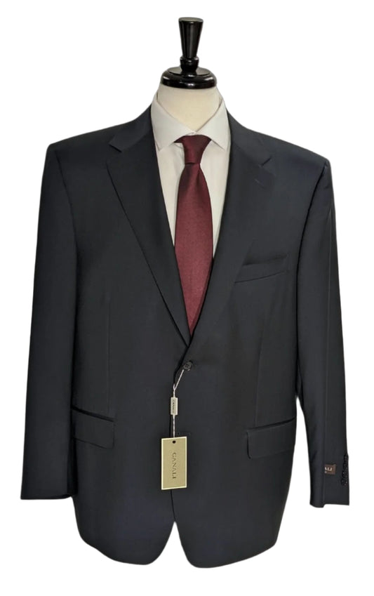 Canali Men's Solid Navy 100% Wool Suit 46R