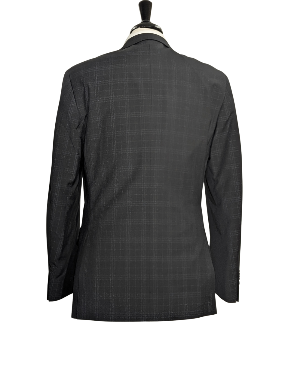 Caravelli Mens Black Plaid Slim Fit 2 Piece Suit