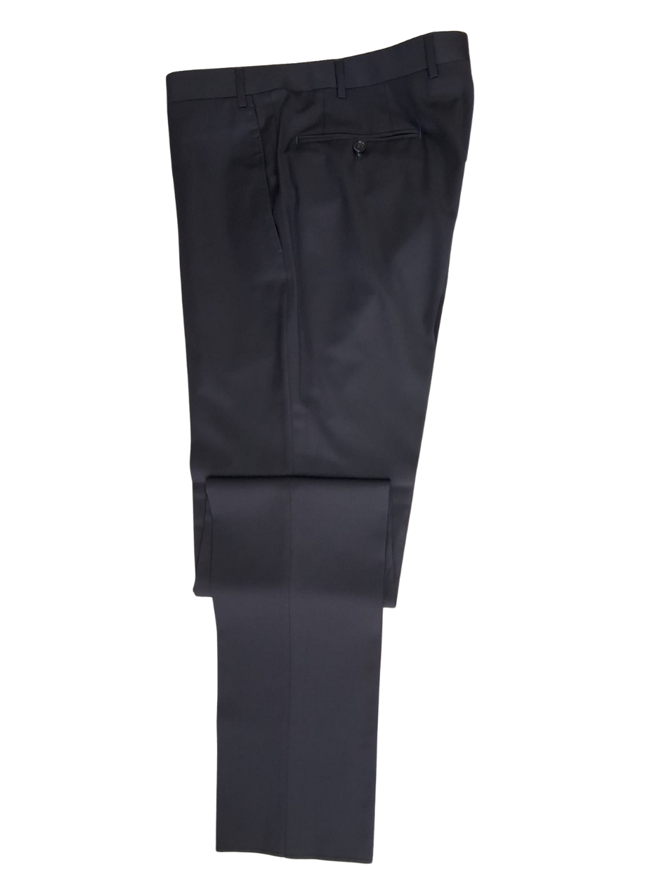 Canali Solid Black 3-piece 1-button 100% Wool Suit 42R