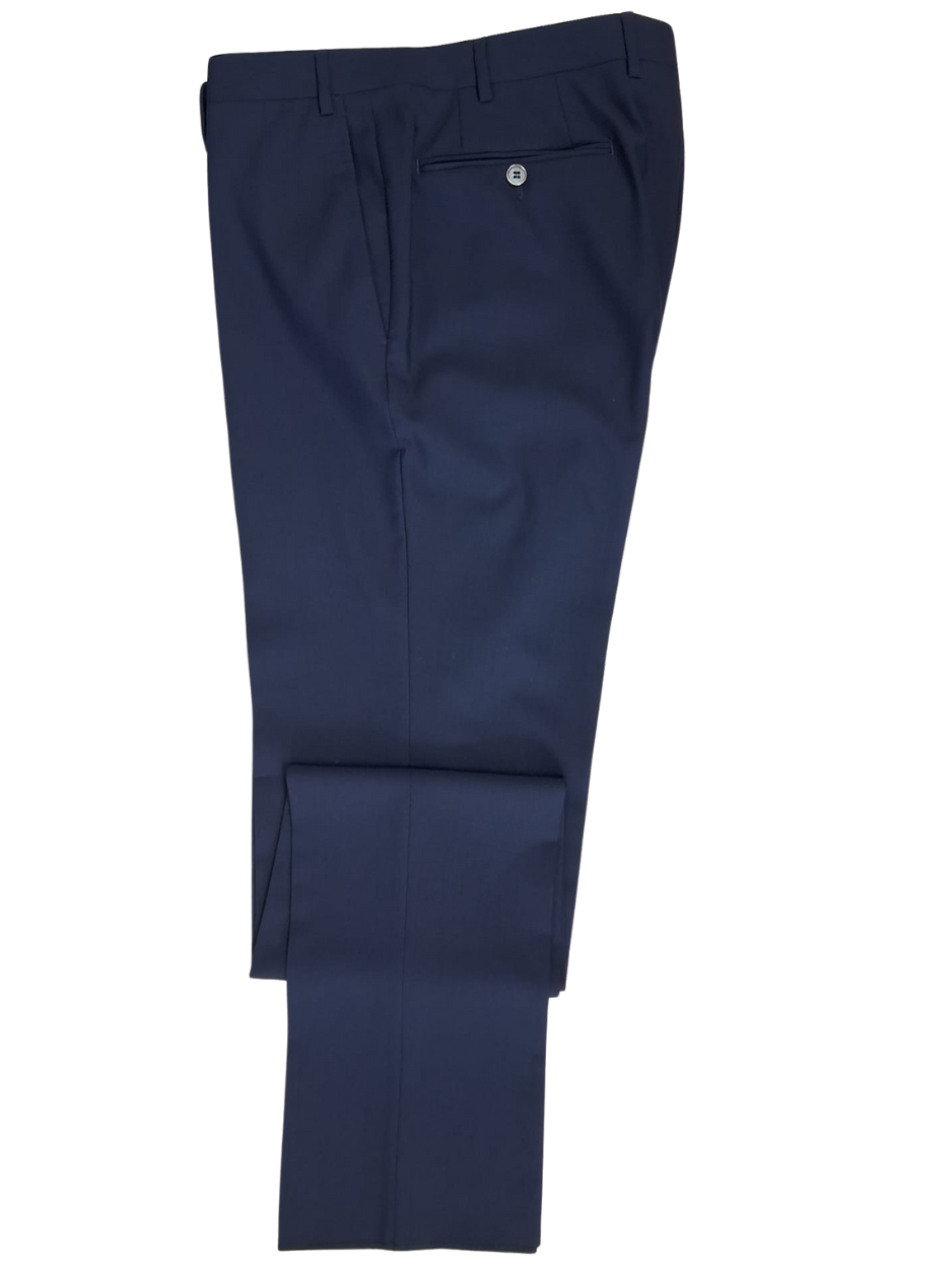 Canali Solid Navy 3-piece 100% Wool Suit 42R