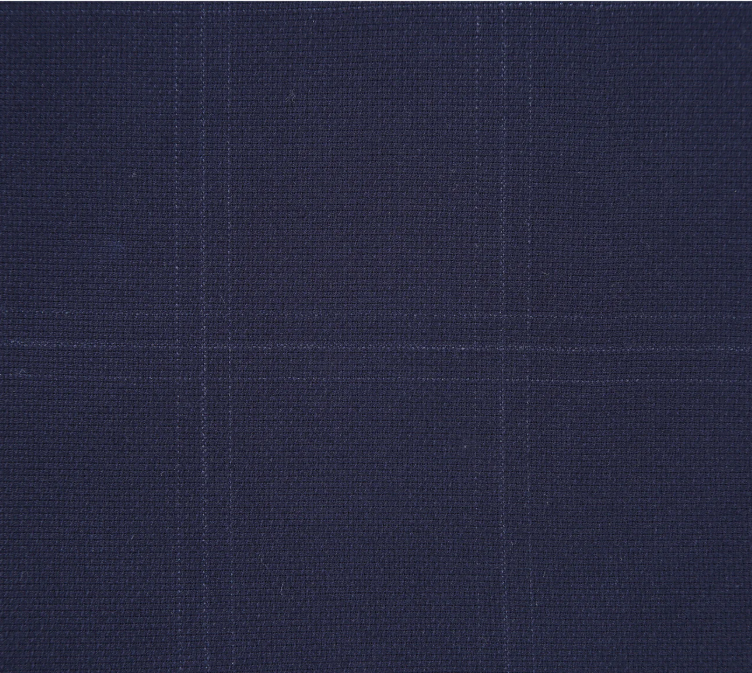 Raphael Windowpane Navy Blue Slim Fit Notch Lapels Two Button Stretch Suit
