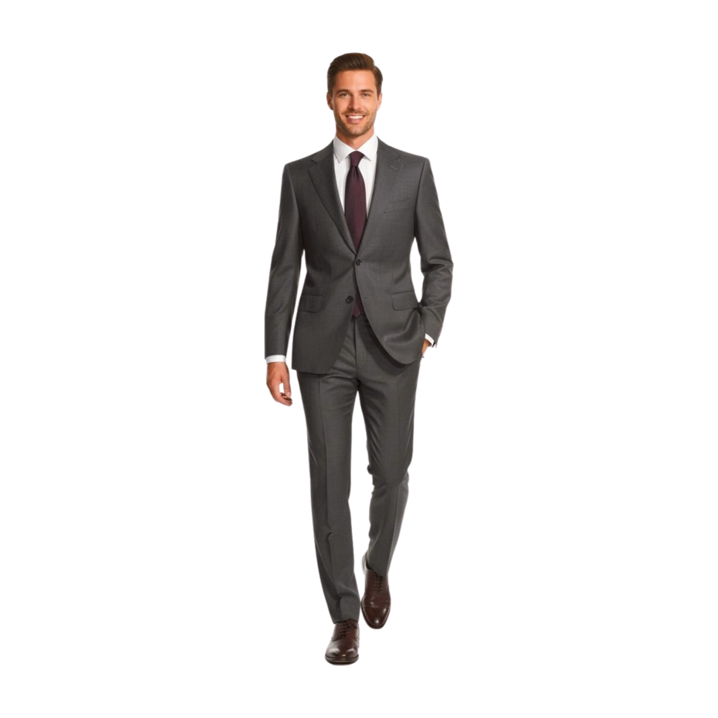 Canali Brown Basketweave 100% Wool 2 Button Suit 36R