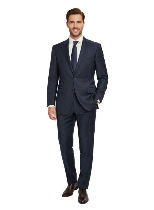 Canali Navy Pinstriped 100% Wool 2 Button Suit 48R